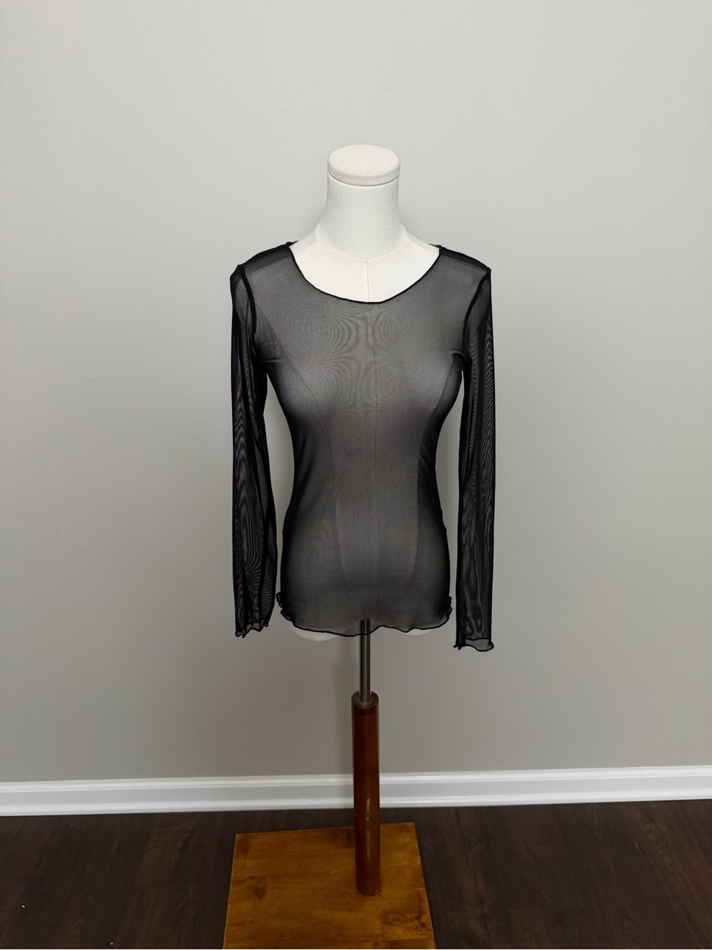Michael Tyler Top Mesh Sheer Long Sleeve Goth Grunge Edgy Punk Sexy Festival Y2K